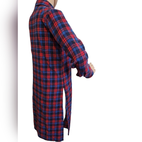 Red & Blue Stylish Plaids! Versatile, Side splits, Chest Pockets, Knee Length SM - Picture 3 of 16